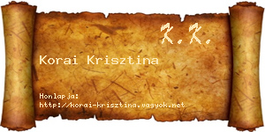 Korai Krisztina névjegykártya